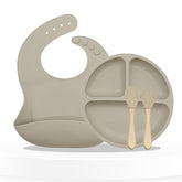 Baby Feeding Essential Baby Dinner Set Infant Training Eating Utensils-Beige